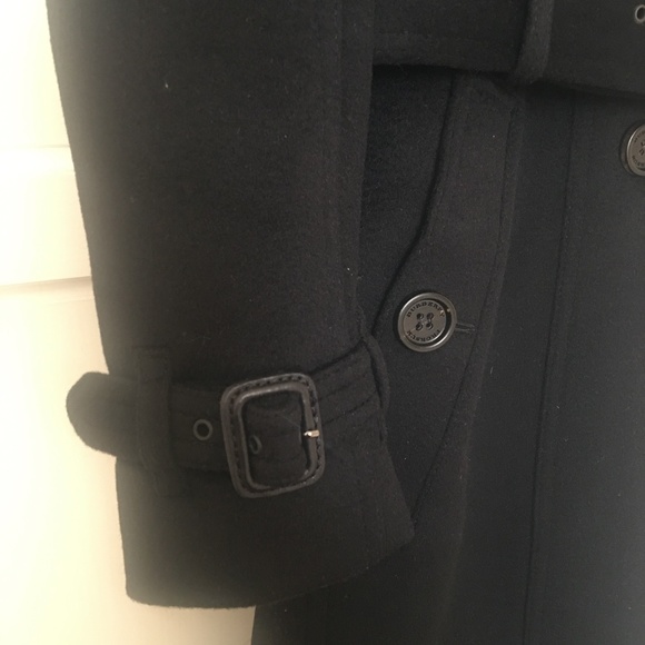 Burberry Prorsum Black Wool-Cashmere Coat with Blue Fox Fur Collar Size IT 38 - Picture 9 of 12